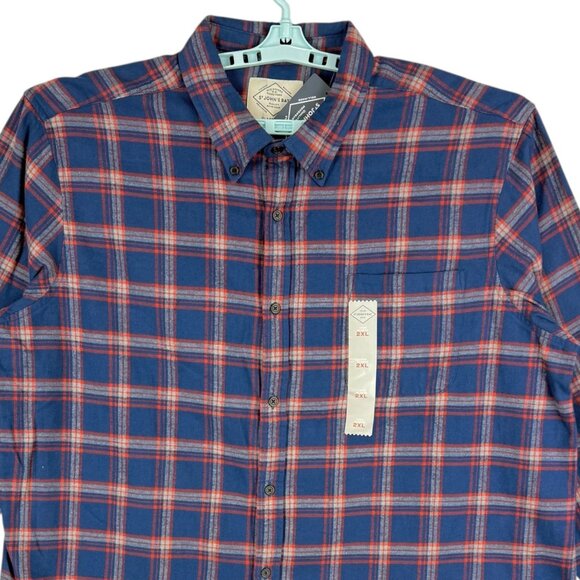 St Johns Bay Men's Classic Fit Super Soft Plaid Blue Red Shirt 2XL Big/Tall NWT - Picture 3 of 10